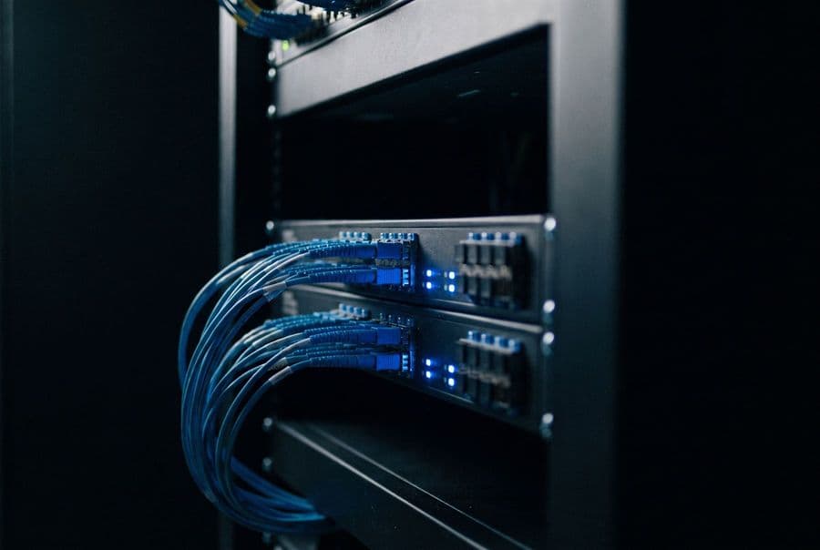 Rack de red con fibra